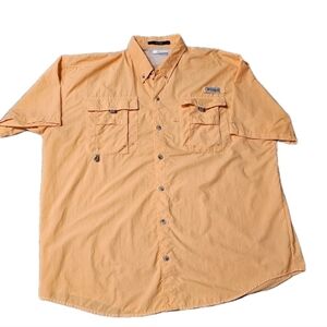 Columbia PFG Bahama Shirt Short Sleeve Mens Size XL Fishing Orange
